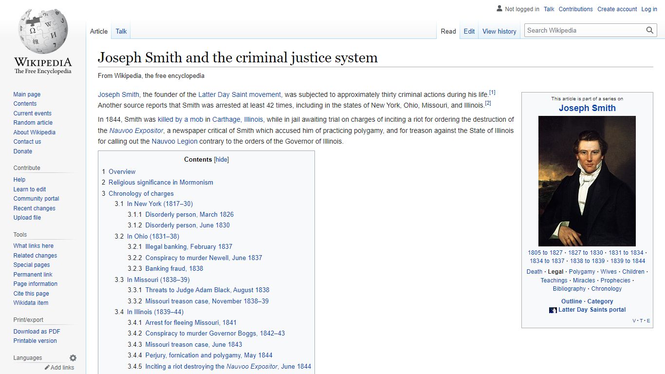 Joseph Smith and the criminal justice system - Wikipedia